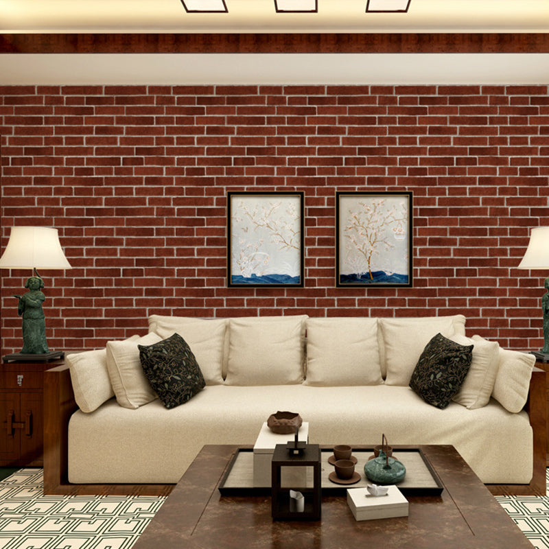 Bright Brickwork Wallpaper for Living Room Architecture Wall Covering, 57-1-sq ft Brick Red Clearhalo 'Industrial wall decor' 'Industrial' 'Wallpaper' Wall Decor' 1699334