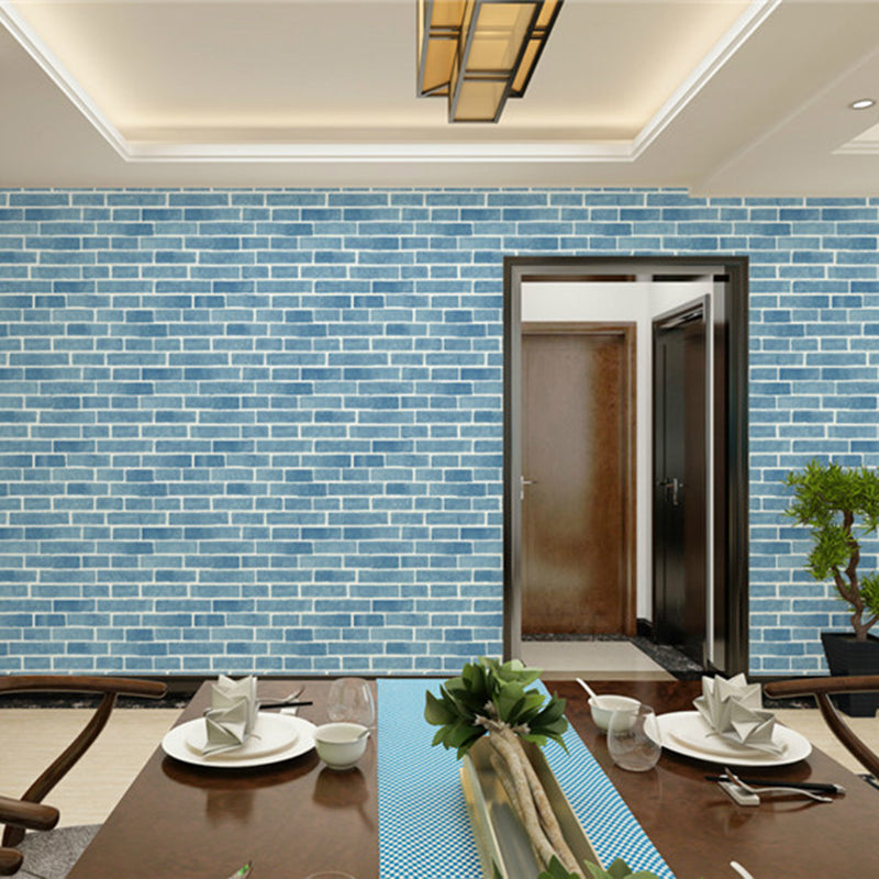 Bright Brickwork Wallpaper for Living Room Architecture Wall Covering, 57-1-sq ft Blue Clearhalo 'Industrial wall decor' 'Industrial' 'Wallpaper' Wall Decor' 1699338