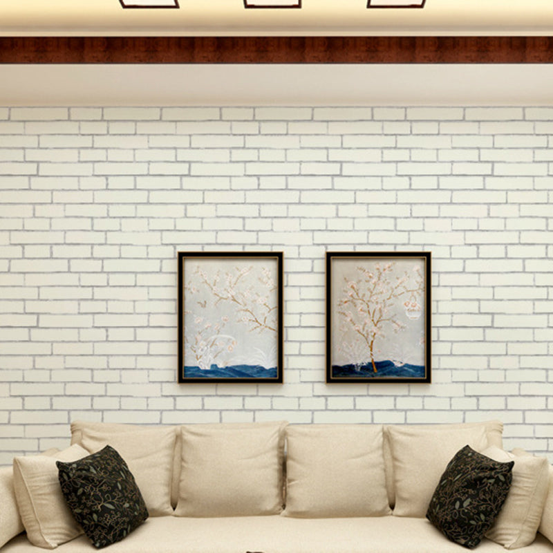 Bright Brickwork Wallpaper for Living Room Architecture Wall Covering, 57-1-sq ft White Clearhalo 'Industrial wall decor' 'Industrial' 'Wallpaper' Wall Decor' 1699342