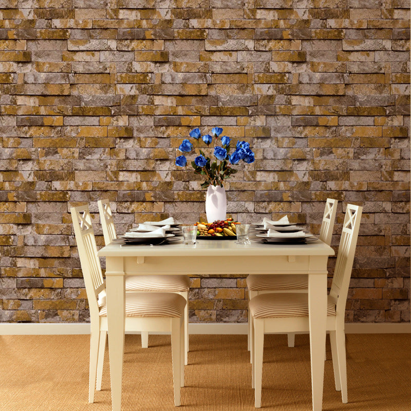 Steampunk Distressed Brick Wallpaper Multicolored 3D Effect Wall Art for Dining Room Brown Clearhalo 'Industrial wall decor' 'Industrial' 'Wallpaper' Wall Decor' 1699345