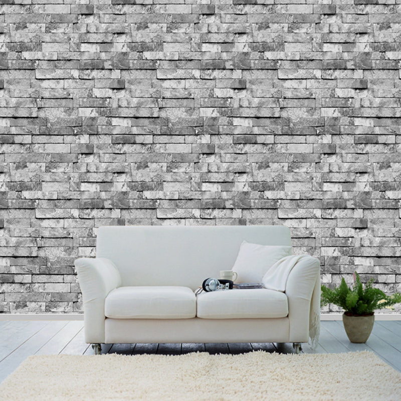 Steampunk Distressed Brick Wallpaper Multicolored 3D Effect Wall Art for Dining Room Grey Clearhalo 'Industrial wall decor' 'Industrial' 'Wallpaper' Wall Decor' 1699348