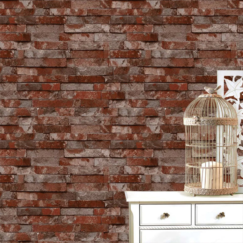 Steampunk Distressed Brick Wallpaper Multicolored 3D Effect Wall Art for Dining Room Brick Red Clearhalo 'Industrial wall decor' 'Industrial' 'Wallpaper' Wall Decor' 1699353