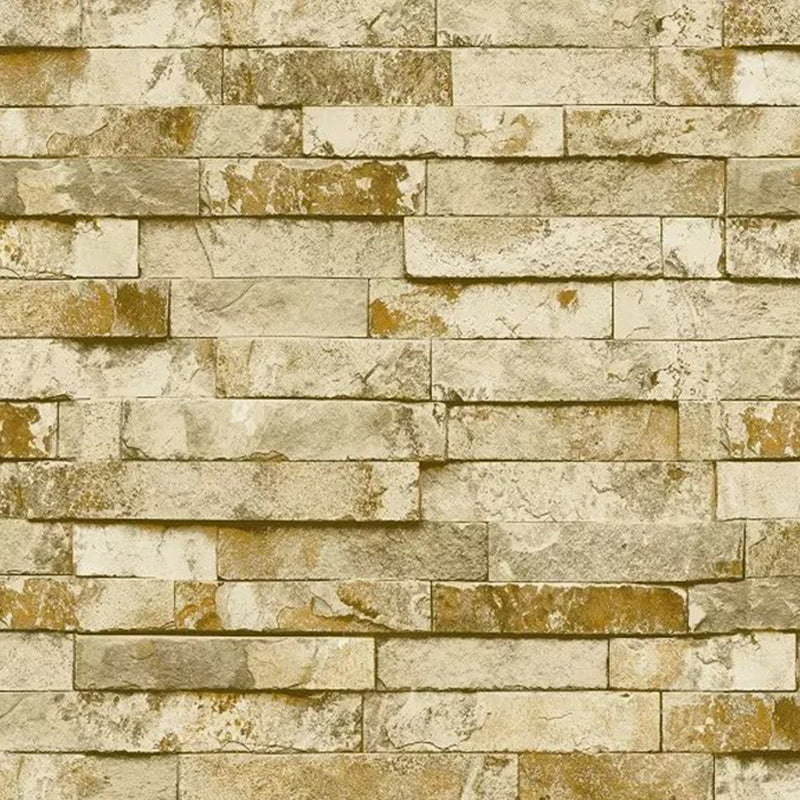 Steampunk Distressed Brick Wallpaper Multicolored 3D Effect Wall Art for Dining Room Yellow Clearhalo 'Industrial wall decor' 'Industrial' 'Wallpaper' Wall Decor' 1699358