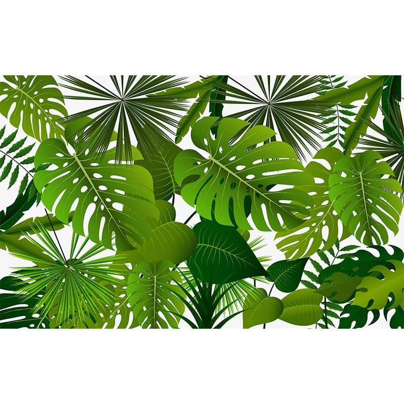 Tropical Wild Botanical Wall Mural for Boys Bedroom Customised Wall Art in Soft Color Clearhalo 'Wall Decor' 'Wall Mural' 1699374