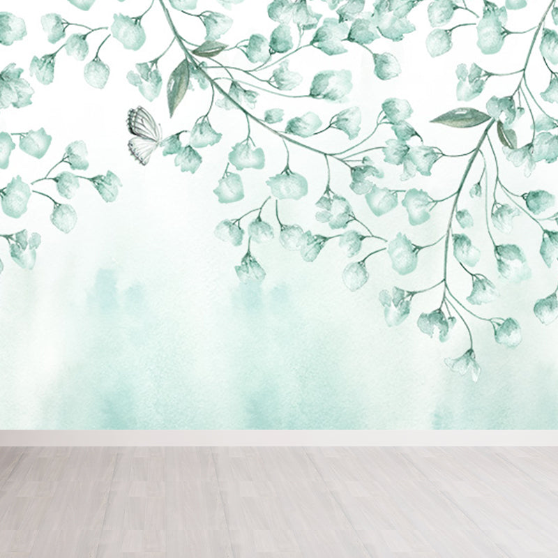 Non-Woven Cloth Decorative Mural Decal Modern Vine Wall Covering in Pastel Color White Clearhalo 'Wall Decor' 'Wall Mural' 1699396