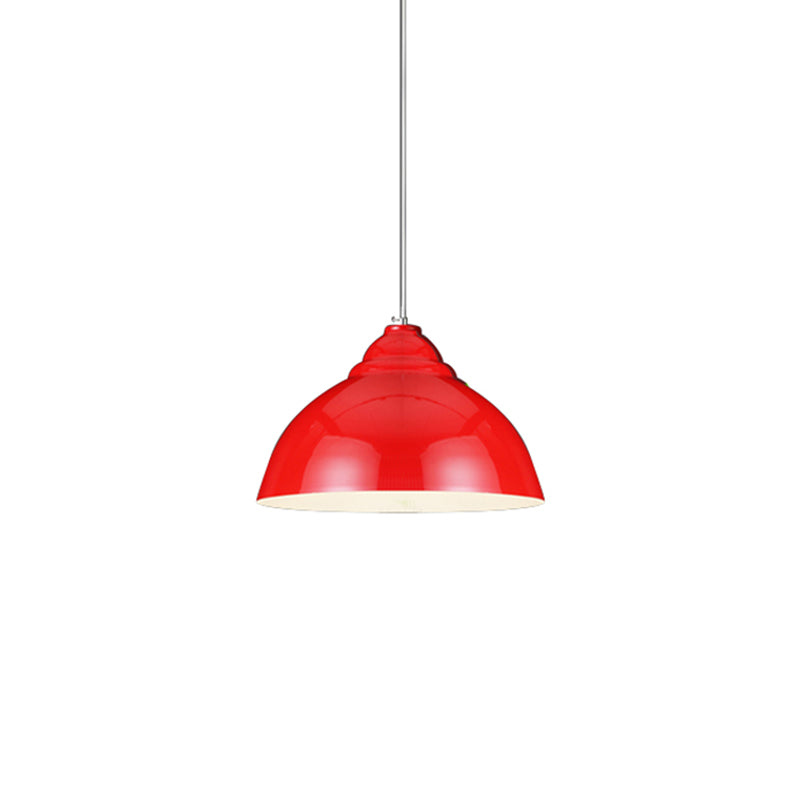 1 Bulb Ceiling Fixture with Domed Shade Metal Industrial Stylish Kitchen Pendant Lamp in Yellow/White Red Clearhalo 'Ceiling Lights' 'Modern Pendants' 'Modern' 'Pendant Lights' 'Pendants' Lighting' 16994