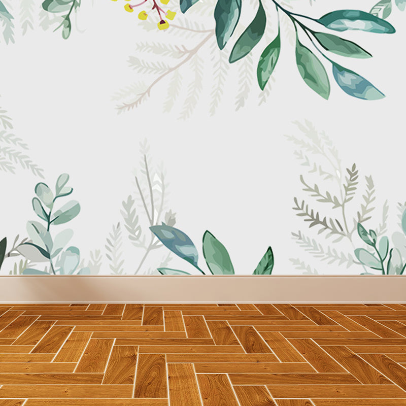 Non-Woven Cloth Decorative Mural Decal Modern Vine Wall Covering in Pastel Color Light Green Clearhalo 'Wall Decor' 'Wall Mural' 1699401