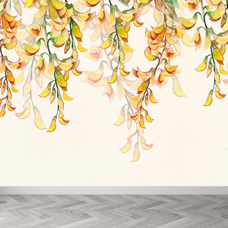 Modern Flower Print Wall Mural Non-Woven Stain Resistant Light Color Wall Art for Kitchen Light Green Clearhalo 'Wall Decor' 'Wall Mural' 1699411