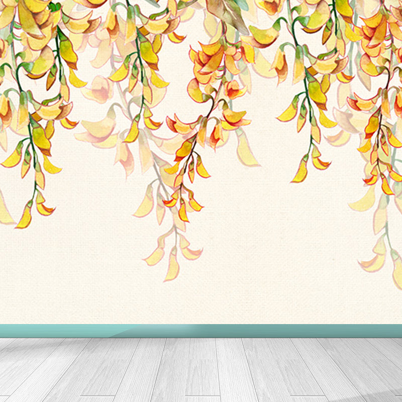 Modern Flower Print Wall Mural Non-Woven Stain Resistant Light Color Wall Art for Kitchen Clearhalo 'Wall Decor' 'Wall Mural' 1699412