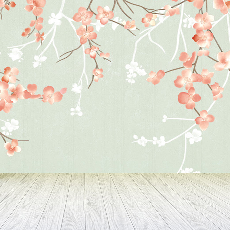 Modern Flower Print Wall Mural Non-Woven Stain Resistant Light Color Wall Art for Kitchen Clearhalo 'Wall Decor' 'Wall Mural' 1699418