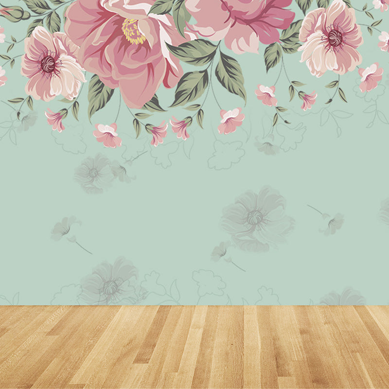 Modern Flower Print Wall Mural Non-Woven Stain Resistant Light Color Wall Art for Kitchen Clearhalo 'Wall Decor' 'Wall Mural' 1699422