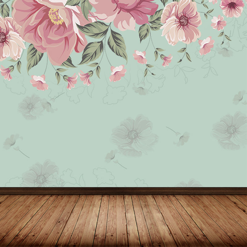 Modern Flower Print Wall Mural Non-Woven Stain Resistant Light Color Wall Art for Kitchen Clearhalo 'Wall Decor' 'Wall Mural' 1699423