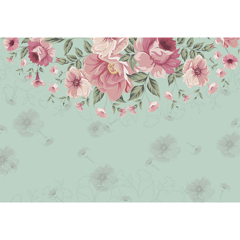 Modern Flower Print Wall Mural Non-Woven Stain Resistant Light Color Wall Art for Kitchen Clearhalo 'Wall Decor' 'Wall Mural' 1699424