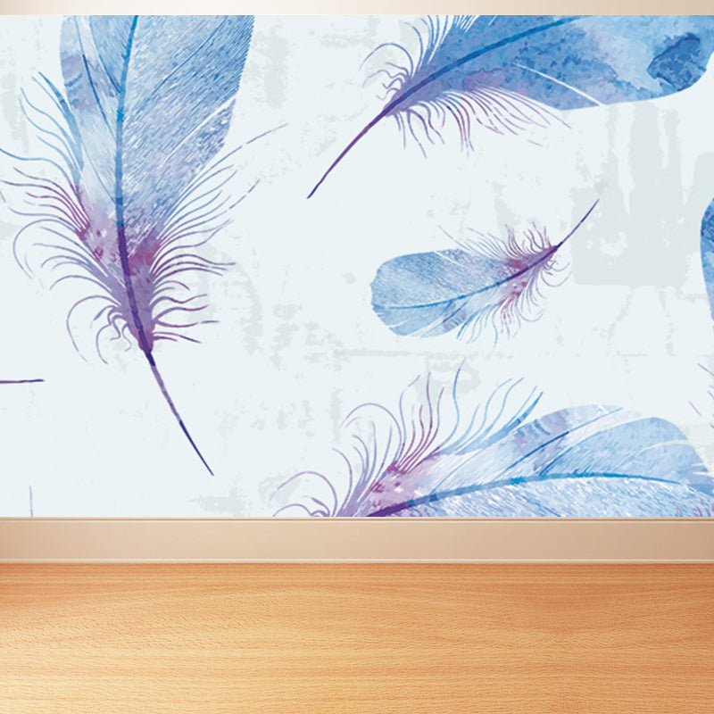 Giant Contemporary Wall Mural in Pastel Color Bird Feather Wall Decor, Custom Printed Clearhalo 'Wall Decor' 'Wall Mural' 1699433