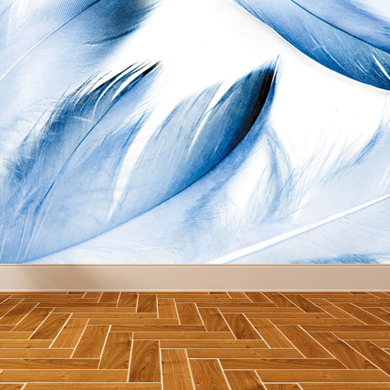 Giant Contemporary Wall Mural in Pastel Color Bird Feather Wall Decor, Custom Printed White Clearhalo 'Wall Decor' 'Wall Mural' 1699436