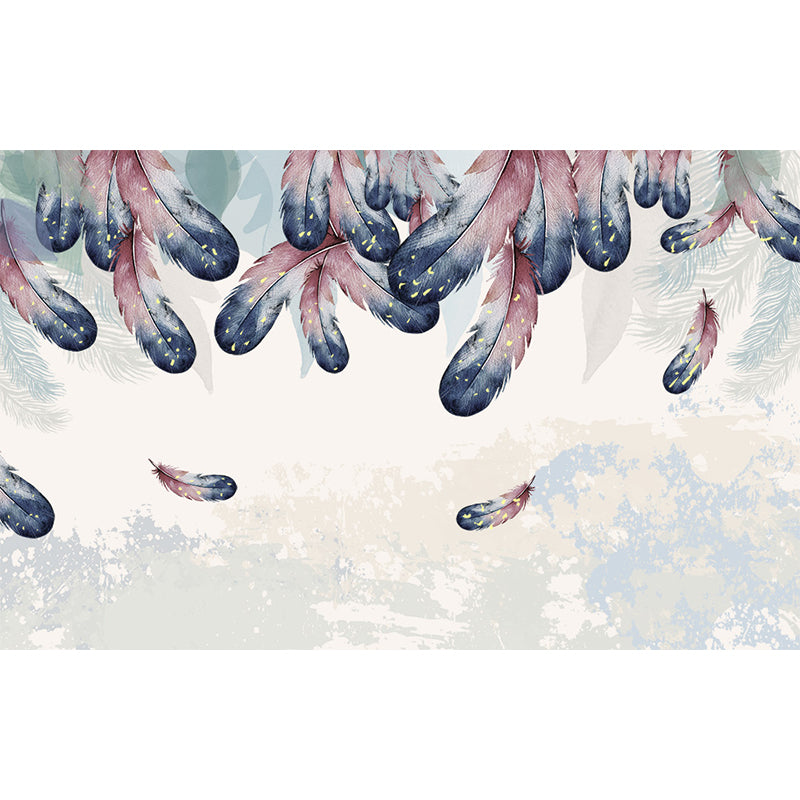 Giant Contemporary Wall Mural in Pastel Color Bird Feather Wall Decor, Custom Printed Clearhalo 'Wall Decor' 'Wall Mural' 1699444