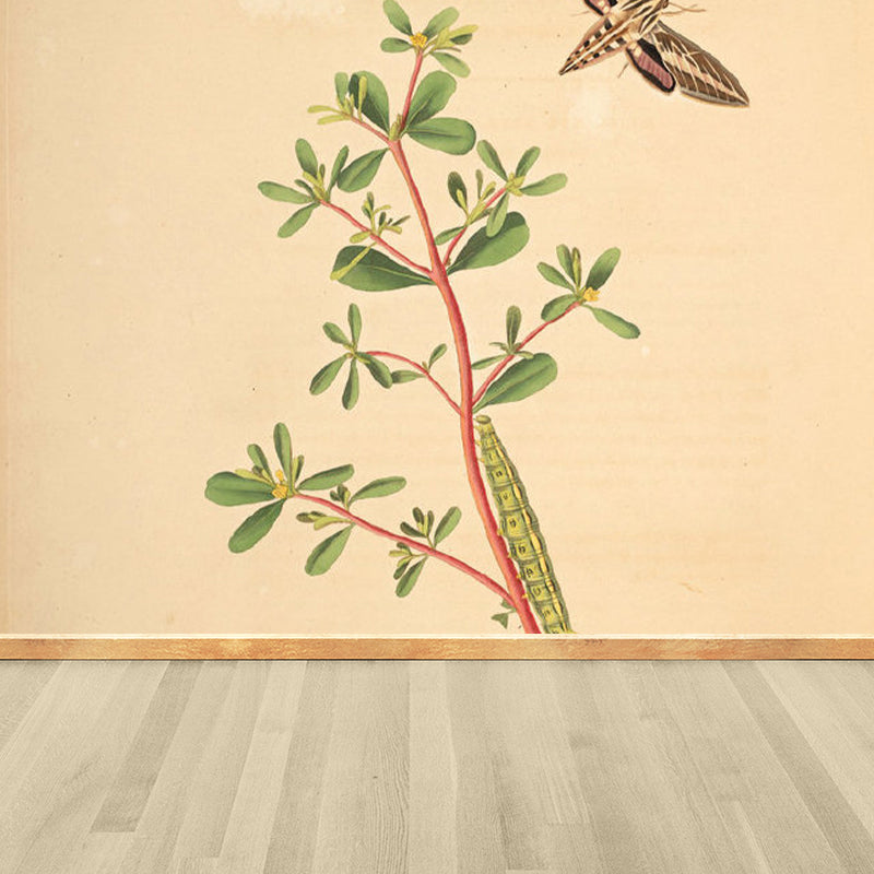 Extra Large Botanical Mural Beige Non-Woven Wall Art for Home Decor, Personalised Beige Design 1 Clearhalo 'Wall Decor' 'Wall Mural' 1699506