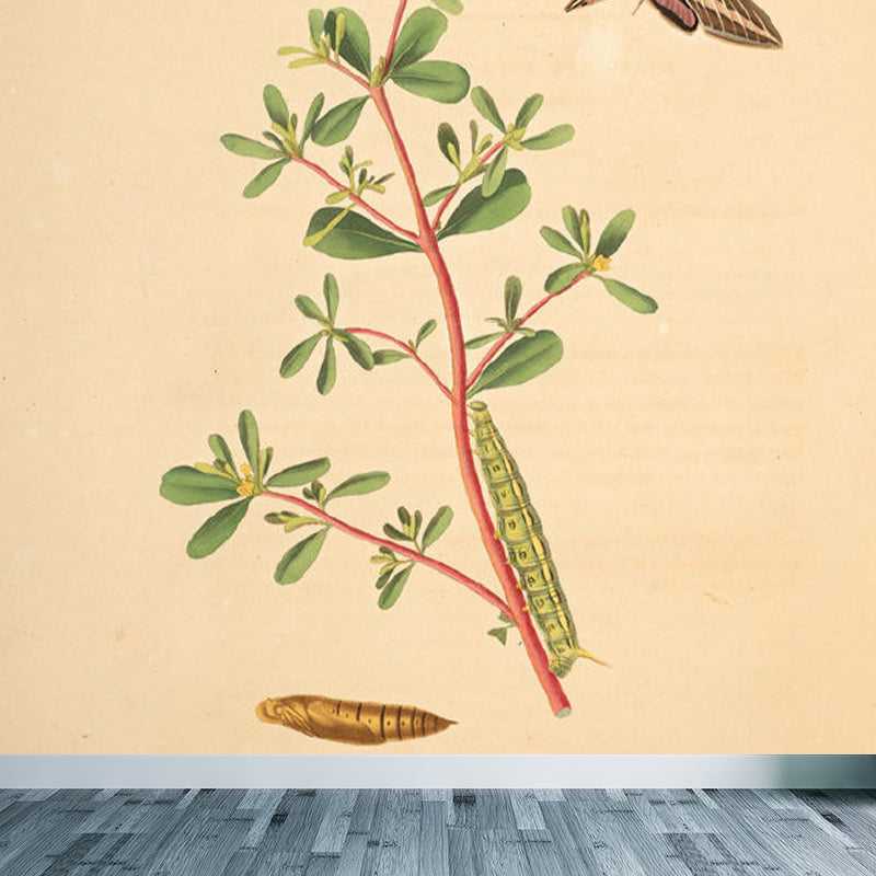 Extra Large Botanical Mural Beige Non-Woven Wall Art for Home Decor, Personalised Clearhalo 'Wall Decor' 'Wall Mural' 1699508