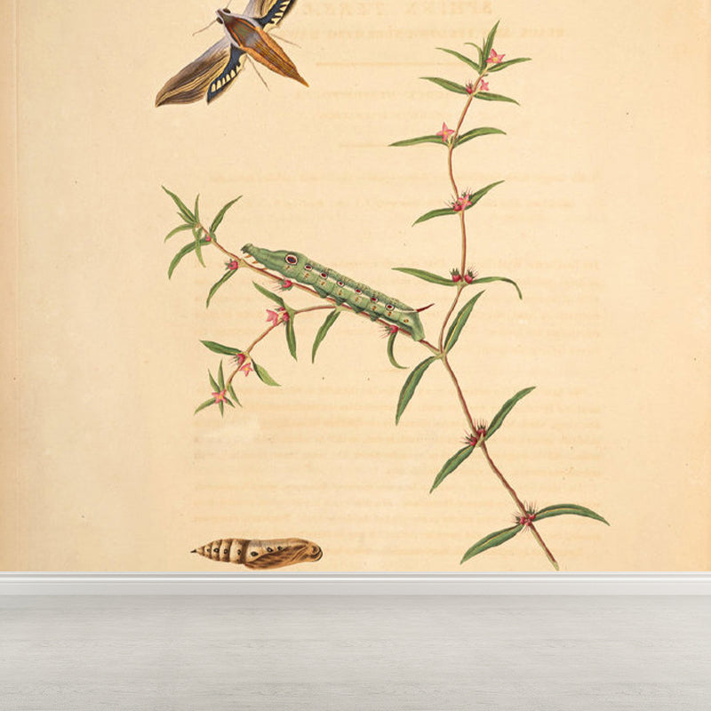 Extra Large Botanical Mural Beige Non-Woven Wall Art for Home Decor, Personalised Beige Design 2 Clearhalo 'Wall Decor' 'Wall Mural' 1699511