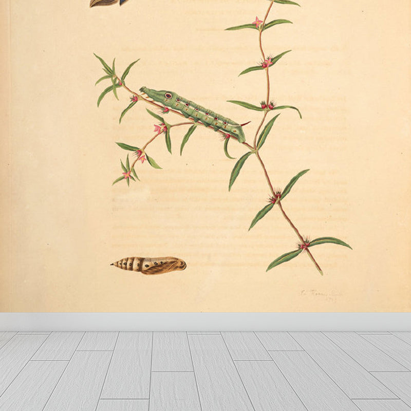 Extra Large Botanical Mural Beige Non-Woven Wall Art for Home Decor, Personalised Clearhalo 'Wall Decor' 'Wall Mural' 1699513