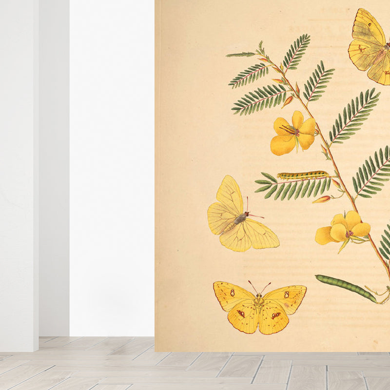 Extra Large Botanical Mural Beige Non-Woven Wall Art for Home Decor, Personalised Clearhalo 'Wall Decor' 'Wall Mural' 1699523