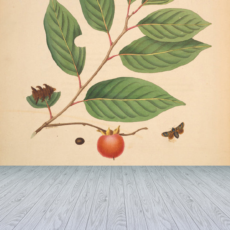 Huge Tree Branch Mural for Bedroom Botanical Wall Decor in Beige, Stain Resistant Clearhalo 'Wall Decor' 'Wall Mural' 1699547