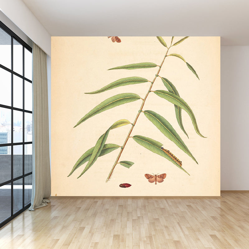 Huge Tree Branch Mural for Bedroom Botanical Wall Decor in Beige, Stain Resistant Beige Design 2 Clearhalo 'Wall Decor' 'Wall Mural' 1699551