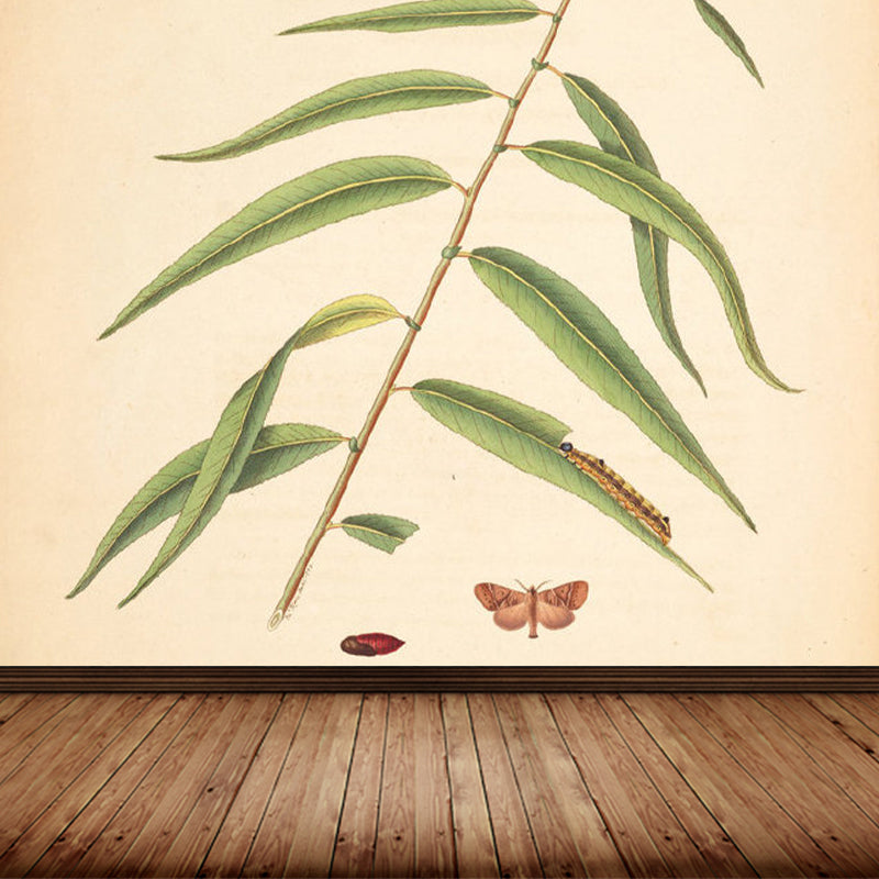 Huge Tree Branch Mural for Bedroom Botanical Wall Decor in Beige, Stain Resistant Clearhalo 'Wall Decor' 'Wall Mural' 1699553