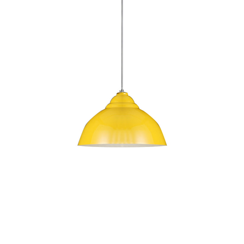 1 Bulb Ceiling Fixture with Domed Shade Metal Industrial Stylish Kitchen Pendant Lamp in Yellow/White Yellow Clearhalo 'Ceiling Lights' 'Modern Pendants' 'Modern' 'Pendant Lights' 'Pendants' Lighting' 16996