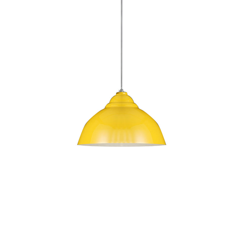 1 Bulb Ceiling Fixture with Domed Shade Metal Industrial Stylish Kitchen Pendant Lamp in Yellow/White Yellow Clearhalo 'Ceiling Lights' 'Modern Pendants' 'Modern' 'Pendant Lights' 'Pendants' Lighting' 16996