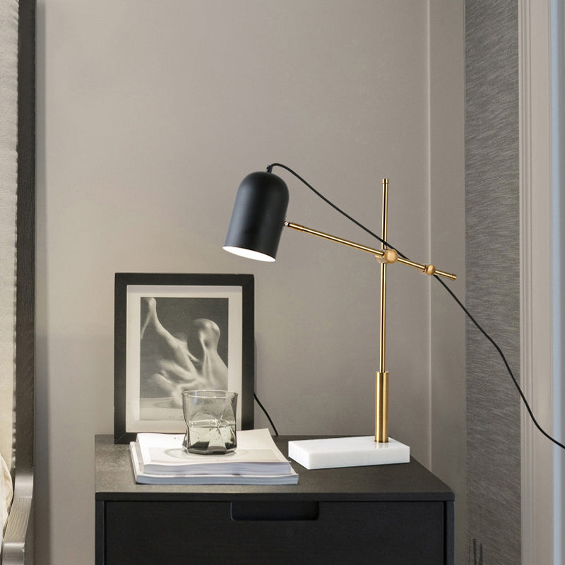 Modern Stylish 1 Bulb Desk Lamp with Metal Shade and Boom Arm Black Domed Reading Book Light for Bedside Clearhalo 'Lamps' 'Table Lamps' Lighting' 169961