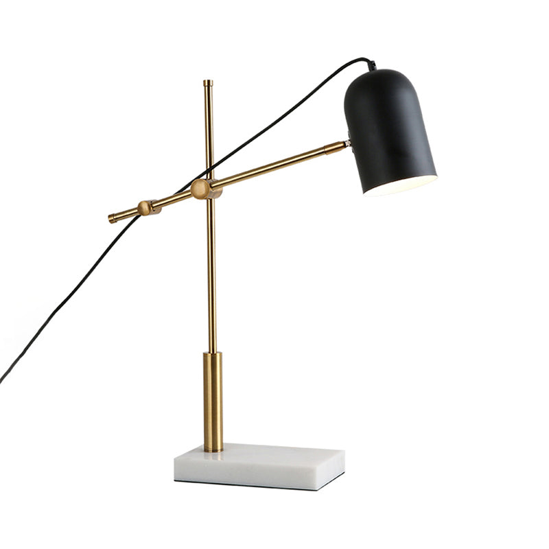 Modern Stylish 1 Bulb Desk Lamp with Metal Shade and Boom Arm Black Domed Reading Book Light for Bedside Clearhalo 'Lamps' 'Table Lamps' Lighting' 169962