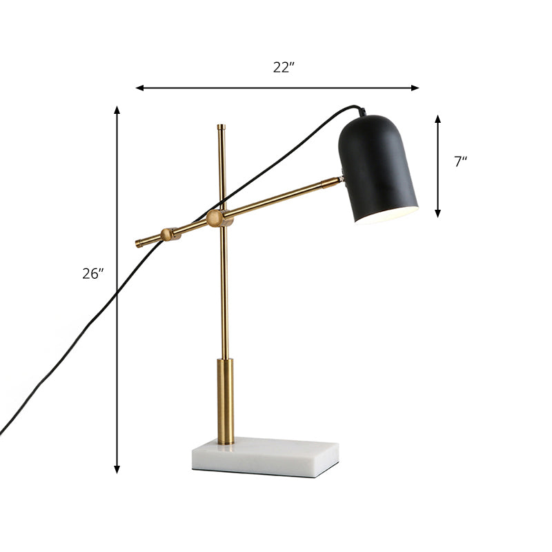 Modern Stylish 1 Bulb Desk Lamp with Metal Shade and Boom Arm Black Domed Reading Book Light for Bedside Clearhalo 'Lamps' 'Table Lamps' Lighting' 169963