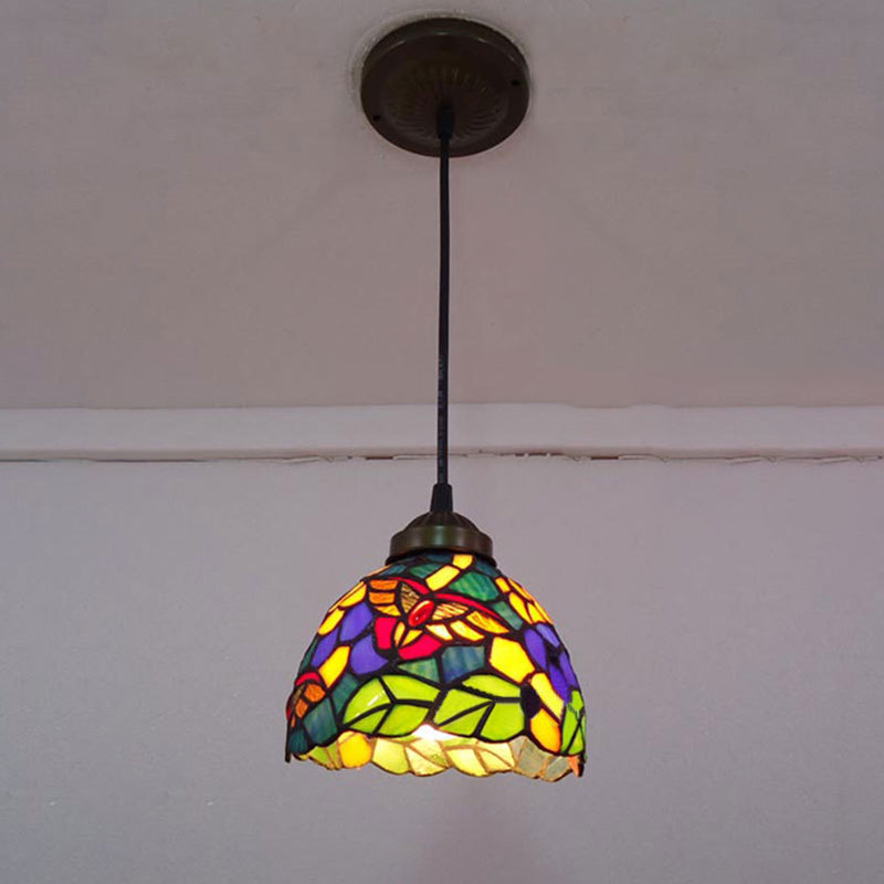 Dining Room Lighting Fixtures Tiffany, Stained Glass Dragonfly Ceiling Pendant Lamp Black Bird Clearhalo 'Ceiling Lights' 'Industrial' 'Middle Century Pendants' 'Pendant Lights' 'Pendants' 'Tiffany close to ceiling' 'Tiffany Pendants' 'Tiffany' Lighting' 170049