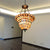 Tiffany Style Stained Glass Ceiling Light with LED Lights, Jeweled Semi Flush Mount Lighting with Rod for Bedroom Beige Clearhalo 'Ceiling Lights' 'Chandeliers' 'Industrial' 'Middle Century Chandeliers' 'Tiffany Chandeliers' 'Tiffany' Lighting' 170123