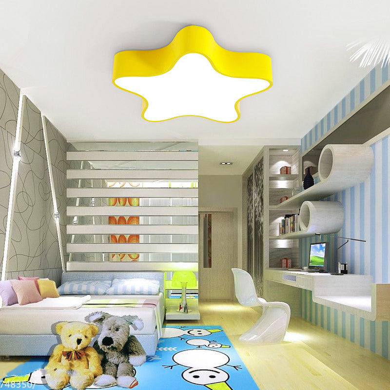 Boys Girls Bedroom Star Flush Ceiling Light Acrylic Contemporary Ceiling Lamp Yellow Clearhalo 'Ceiling Lights' 'Close To Ceiling Lights' 'Close to ceiling' 'Flush mount' Lighting' 170191