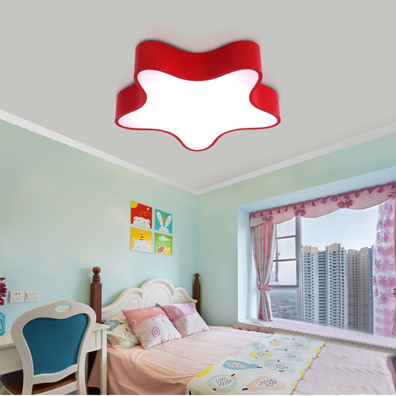 Boys Girls Bedroom Star Flush Ceiling Light Acrylic Contemporary Ceiling Lamp Red Clearhalo 'Ceiling Lights' 'Close To Ceiling Lights' 'Close to ceiling' 'Flush mount' Lighting' 170194
