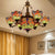 Chandeliers for Living Room, Dragonfly Hanging Pendant Lamp with Stained Glass Shade and Jewel Decoration Tiffany Style 7 Orange Clearhalo 'Ceiling Lights' 'Chandeliers' 'Industrial' 'Middle Century Chandeliers' 'Tiffany Chandeliers' 'Tiffany close to ceiling' 'Tiffany' Lighting' 170332