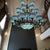 Tiffany Bowl Chandelier 3 Tiers Upward Lighting Bedroom Living Room Hanging Lighting in Bronze Finish Blue Clearhalo 'Ceiling Lights' 'Chandeliers' 'Industrial' 'Middle Century Chandeliers' 'Tiffany Chandeliers' 'Tiffany close to ceiling' 'Tiffany' Lighting' 170386