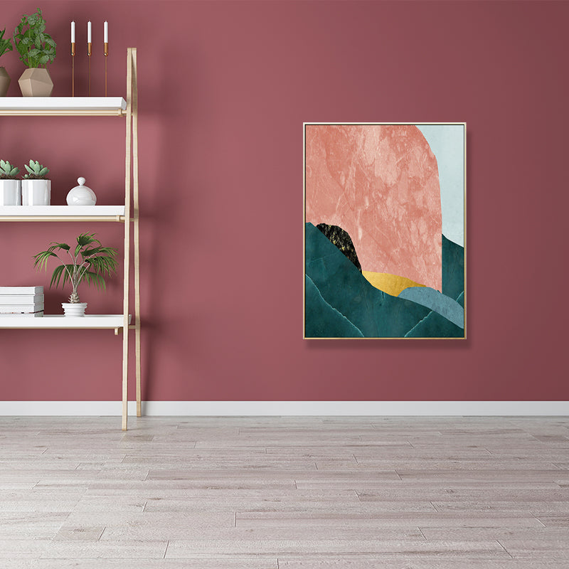 Noordse abstracte bergafdruk canvas aqua gestructureerde muurkunst voor woonkamer