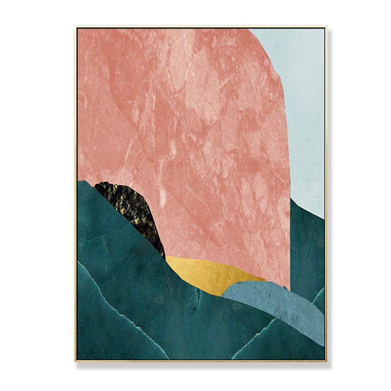 Noordse abstracte bergafdruk canvas aqua gestructureerde muurkunst voor woonkamer