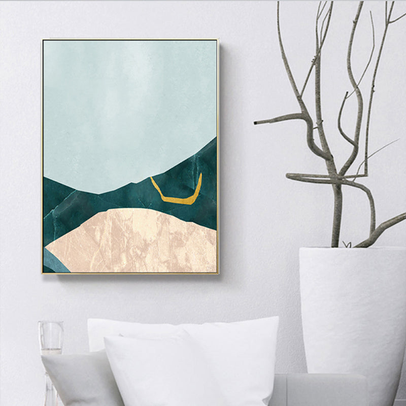 Nordic Abstract Mountain Print Canvas Aqua Textured Wall Art for Living Room Clearhalo 'Arts' 'Canvas Art' 1704018