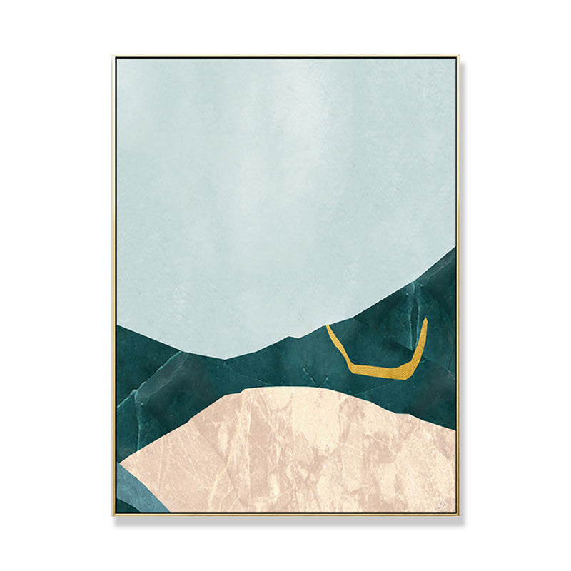 Nordic Abstract Mountain Print Canvas Aqua Textured Wall Art for Living Room Clearhalo 'Arts' 'Canvas Art' 1704019