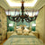 Chandeliers for Dining Rooms with Chain, 6 Lights Geometric Hanging Fixture with Art Glass Shade Tiffany Style Light Blue Clearhalo 'Ceiling Lights' 'Chandeliers' 'Close To Ceiling Lights' 'Industrial' 'Middle Century Chandeliers' 'Tiffany Chandeliers' 'Tiffany close to ceiling' 'Tiffany' Lighting' 170401