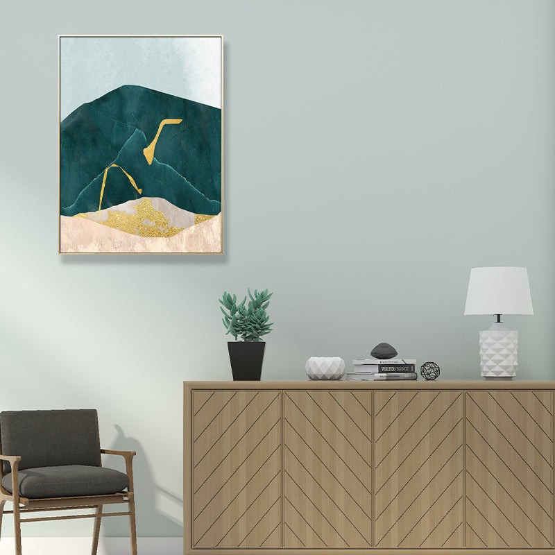 Nordic Abstract Mountain Print Canvas Aqua Textured Wall Art for Living Room