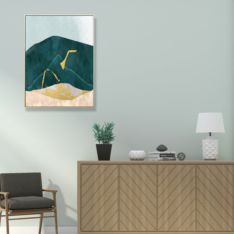 Nordic Abstract Mountain Print Canvas Aqua Textured Wall Art for Living Room Aqua Design 3 Clearhalo 'Arts' 'Canvas Art' 1704020