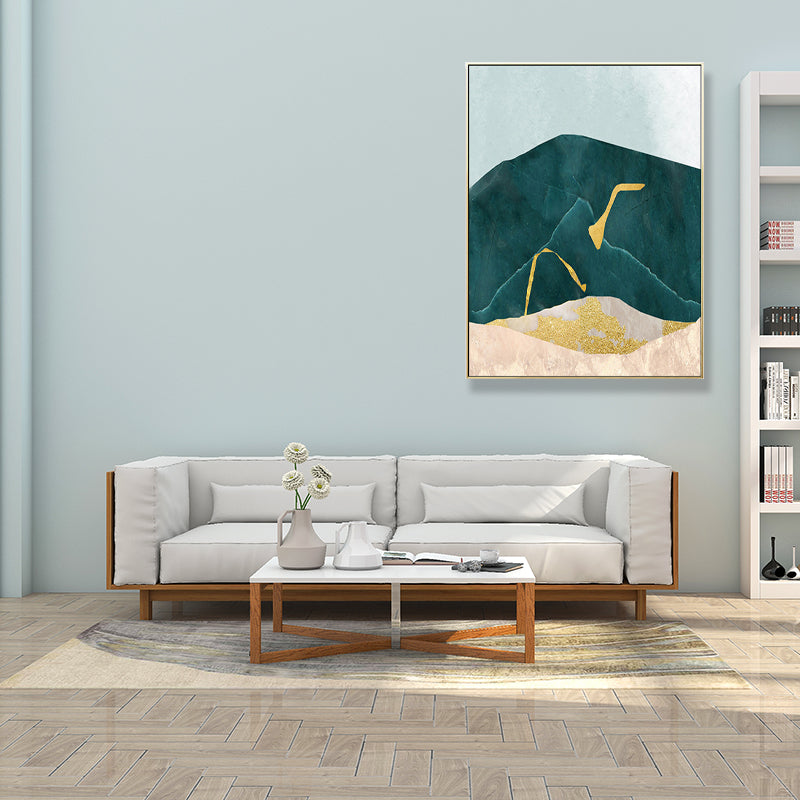 Nordic Abstract Mountain Print Canvas Aqua Textured Wall Art for Living Room Clearhalo 'Arts' 'Canvas Art' 1704021