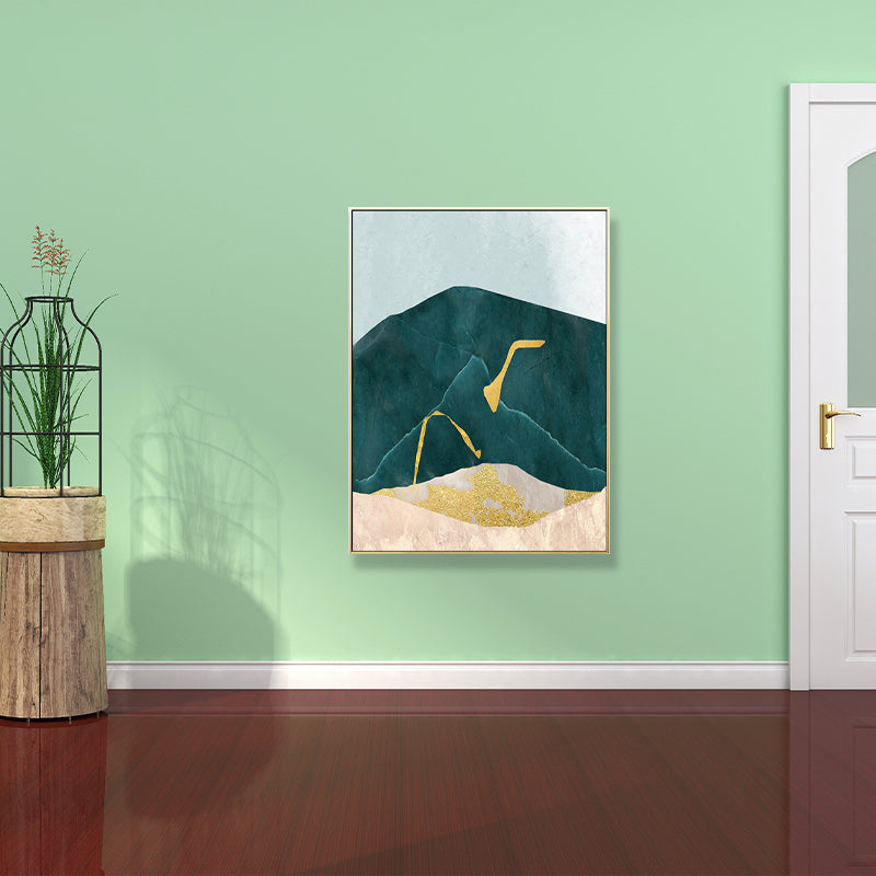 Nordic Abstract Mountain Print Canvas Aqua Textured Wall Art for Living Room Clearhalo 'Arts' 'Canvas Art' 1704022