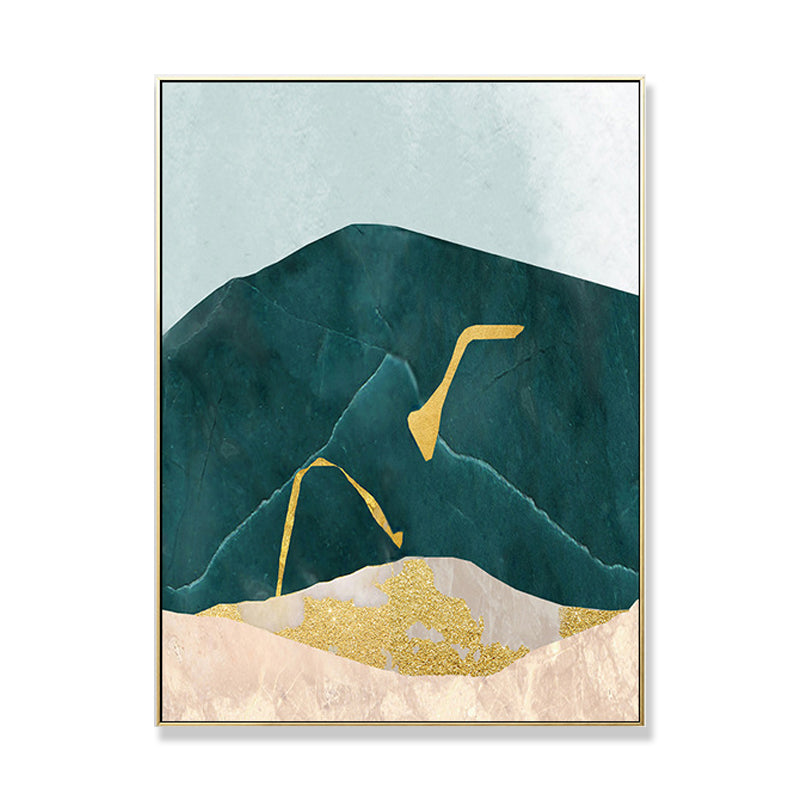 Nordic Abstract Mountain Print Canvas Aqua Textured Wall Art for Living Room