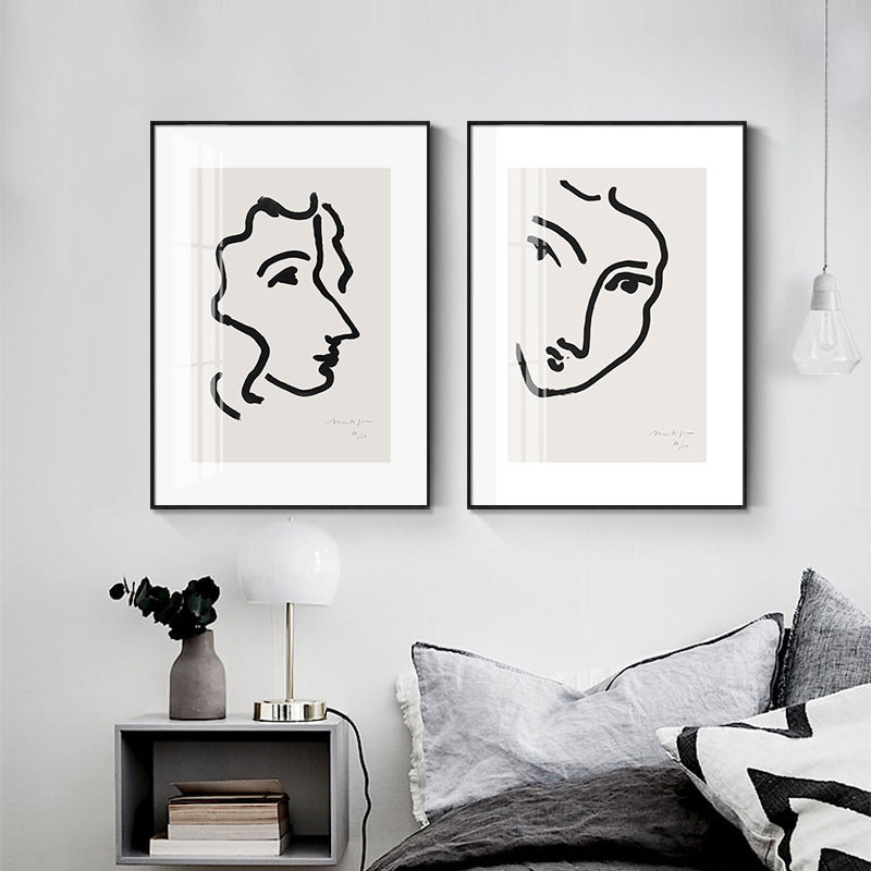 White Minimalism Style Canvas Girl's Profile Art for Kitchen, Multiple Sizes Options Clearhalo 'Art Gallery' 'Canvas Art' 'Contemporary Art Gallery' 'Contemporary Art' 'Minimalism' 'Minimalist Art Gallery' 'Scandinavian' Arts' 1704104